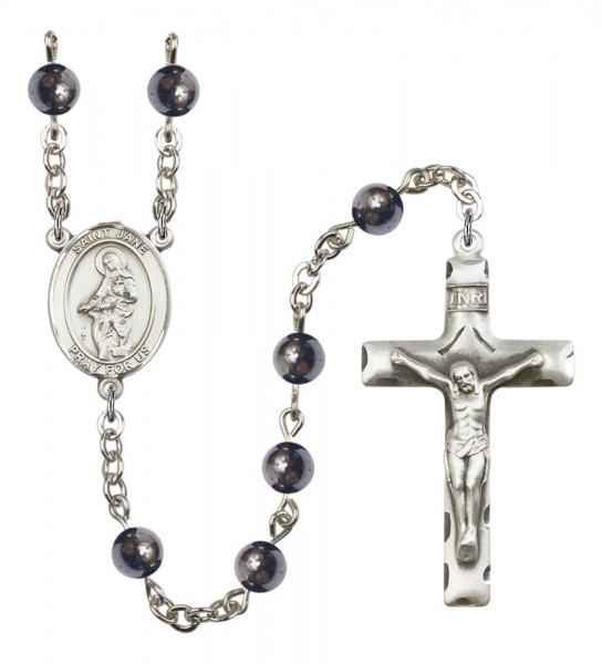 Men's St. Jane Frances de Chantal Silver Plated Rosary - Gray