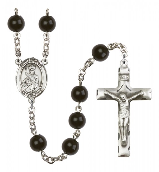 Men's St. Louis Silver Plated Rosary - Black