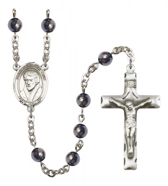 Men's St. Peter Canisius Silver Plated Rosary - Gray