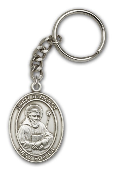 St. Benedict Keychain - Antique Silver