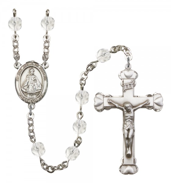 Women's Infant of Prague Birthstone Rosary - Crystal