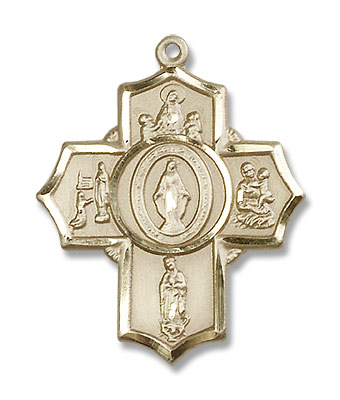 Our Lady Apparitions 5 Way Pendant - 14K Solid Gold