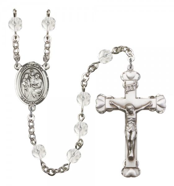 Women's Holy Family Birthstone Rosary - Crystal