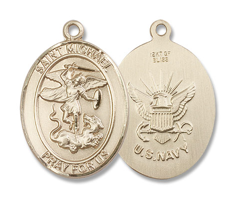 St. Michael Navy Medal - 14K Solid Gold