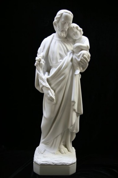 Saint Joseph with Child Statue Marble Composite - 24 inch - White