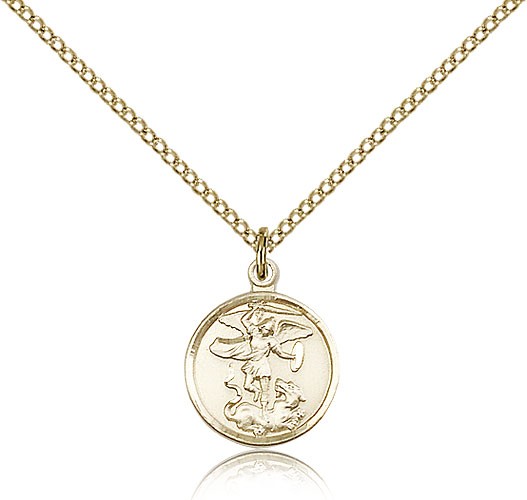 Women's Petite Round St. Michael &amp; Guardian Angel Medal - 14KT Gold Filled