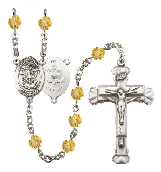 Women's St. Michael Army Birthstone Rosary - Topaz