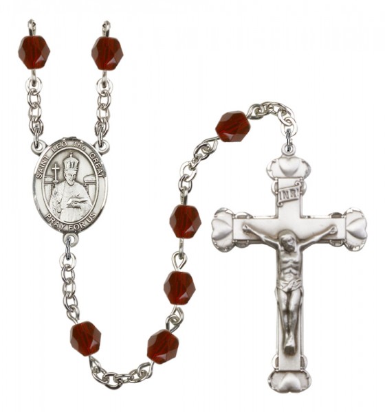 Women's St. Leo the Great Birthstone Rosary - Garnet