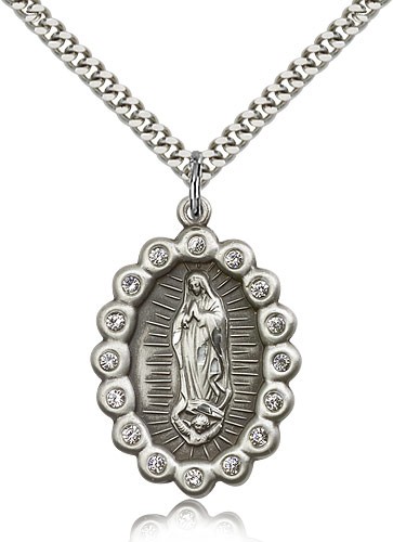 Large Our Lady of Guadalupe Medal - Sterling Silver