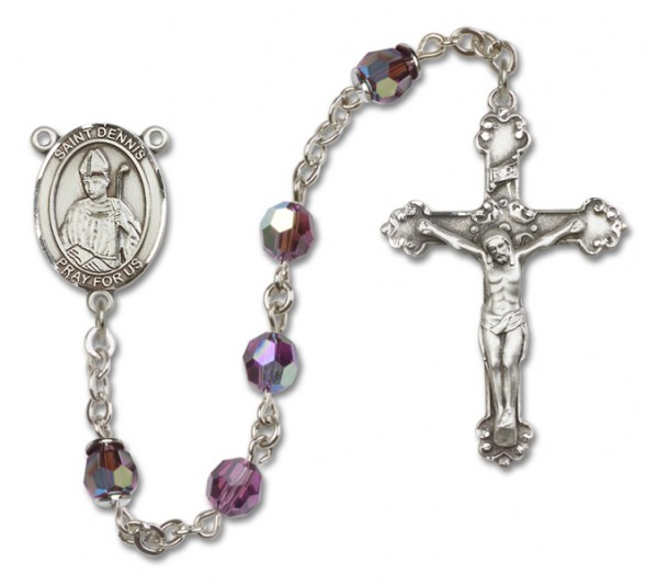 St. Dennis Sterling Silver Heirloom Rosary Fancy Crucifix - Amethyst