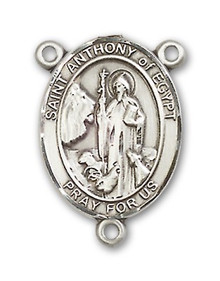 St. Anthony of Egypt Rosary Centerpiece Sterling Silver or Pewter - Sterling Silver