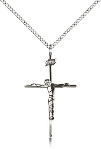 Slim Abstract Crucifix Necklace - Sterling Silver