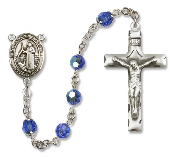 Raymond of Penafort Sterling Silver Heirloom Rosary Squared Crucifix - Sapphire