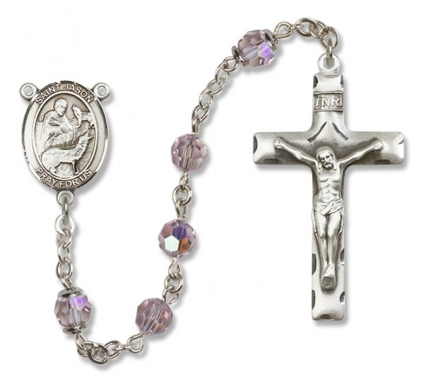 St.Jason Sterling Silver Heirloom Rosary Squared Crucifix - Light Amethyst