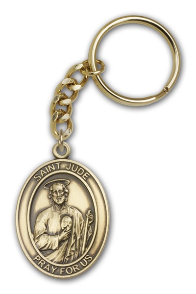 St. Jude Keychain - Antique Gold