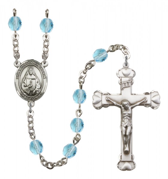 Women's St. Theodora Birthstone Rosary - Aqua