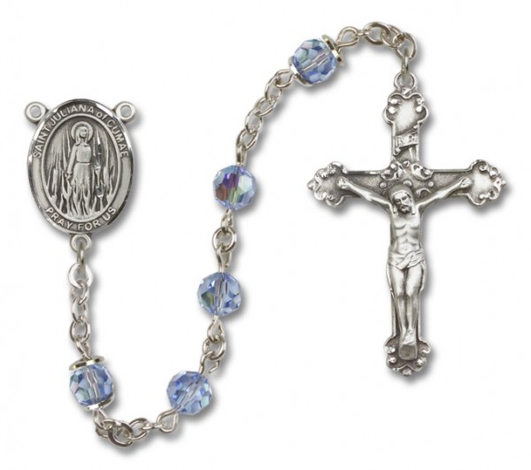 St. Juliana Sterling Silver Heirloom Rosary Fancy Crucifix - Light Amethyst
