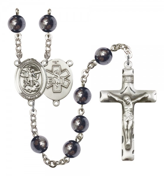 Men's St. Michael EMT Silver Plated Rosary - Silver