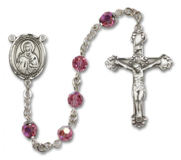 St. Marina Sterling Silver Heirloom Rosary Fancy Crucifix - Rose