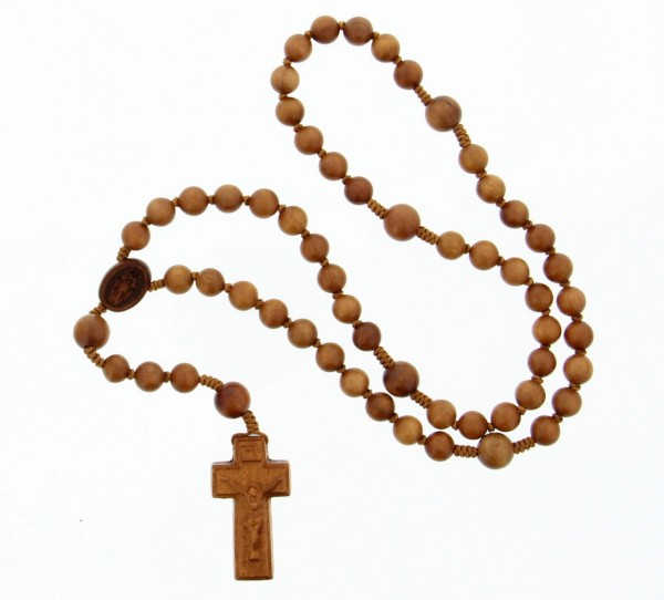Jujube Wood 5 Decade Rosary 2 Sizes Available - Brown