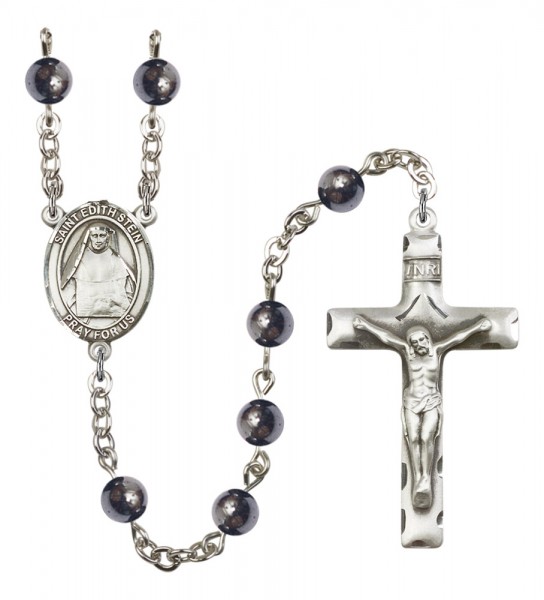 Men's St. Edith Stein Silver Plated Rosary - Gray