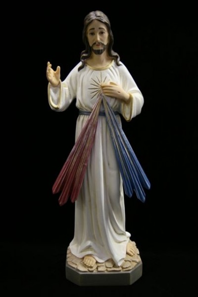 Divine Mercy Statue Hand Painted - 19.25 inch - Full Color