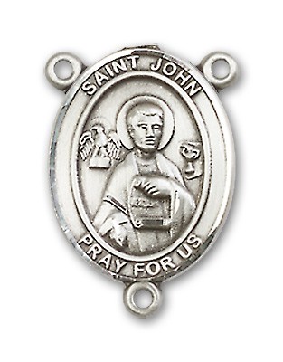 St. John the Apostle Rosary Centerpiece Sterling Silver or Pewter - Sterling Silver