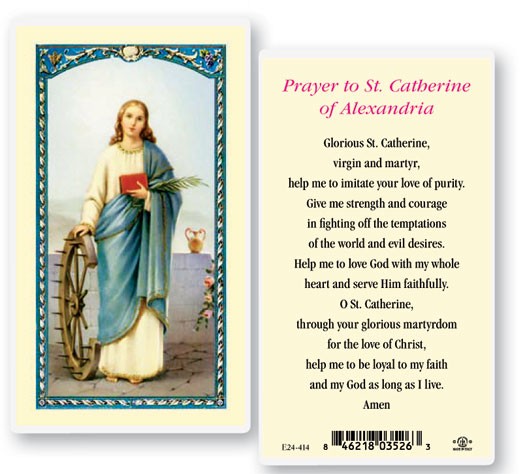 St. Catherine of Alexandria Laminated Prayer Cards 25 Pack - Full Color