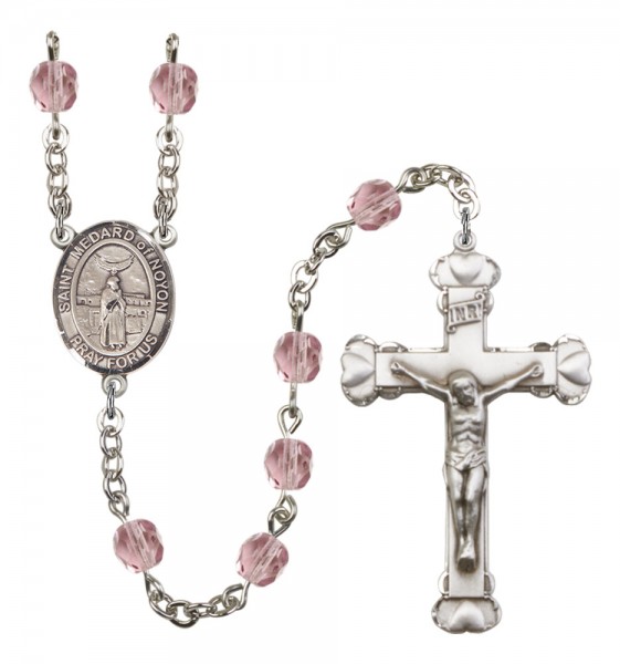 Women's St. Medard of Noyon Birthstone Rosary - Light Amethyst