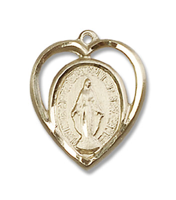 Heart Shaped Miraculous Pendant - 14K Solid Gold