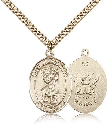 St. Christopher Navy Medal - 14KT Gold Filled
