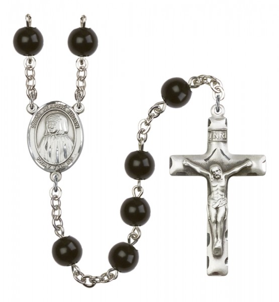 Men's St. Jeanne Jugan Silver Plated Rosary - Black