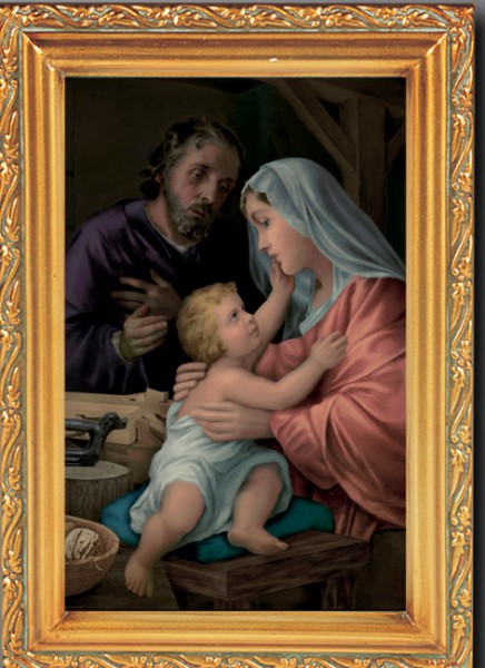 Holy Family Antique Gold Framed Print - Full Color