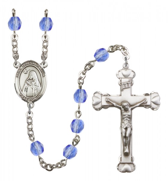Women's St. Teresa of Avila Birthstone Rosary - Sapphire