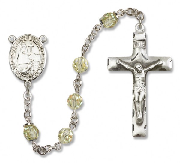 Jeanne Chezard de Matel Sterling Silver Heirloom Rosary Squared Crucifix - Zircon