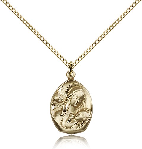 Madonna and Child Medal - 14KT Gold Filled