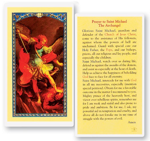 Prayer To St. Michael Laminated Prayer Card - 25 Cards Per Pack .80 per card