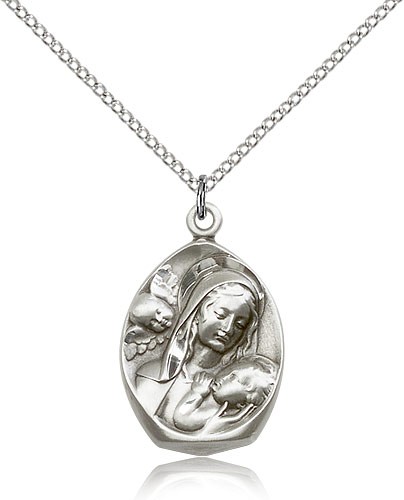 Madonna and Child Medal - Sterling Silver