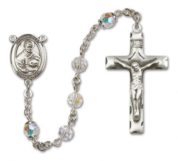 St. Albert the Great Sterling Silver Heirloom Rosary Squared Crucifix - Crystal