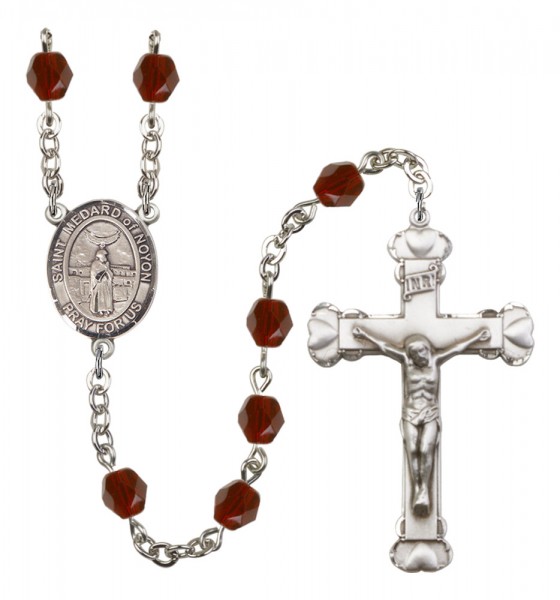Women's St. Medard of Noyon Birthstone Rosary - Garnet