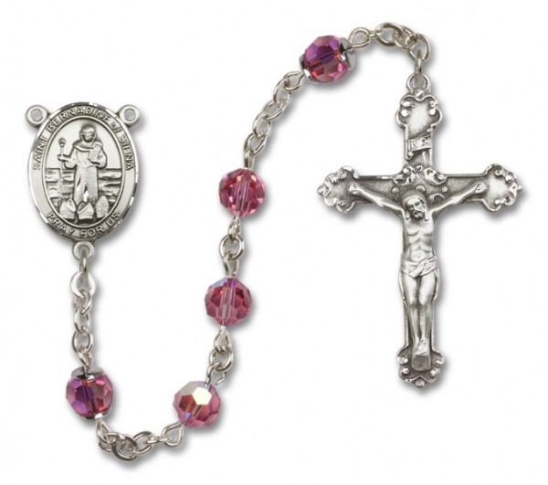 St. Bernadine Sterling Silver Heirloom Rosary Fancy Crucifix - Rose
