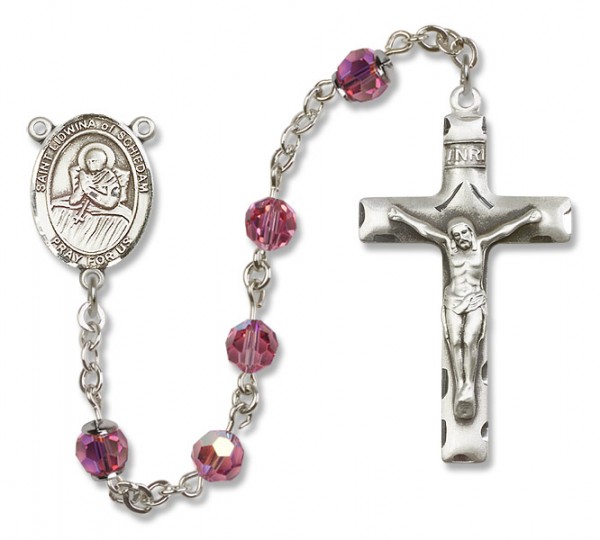 St. Lidwina of Schiedam Sterling Silver Heirloom Rosary Squared Crucifix - Rose