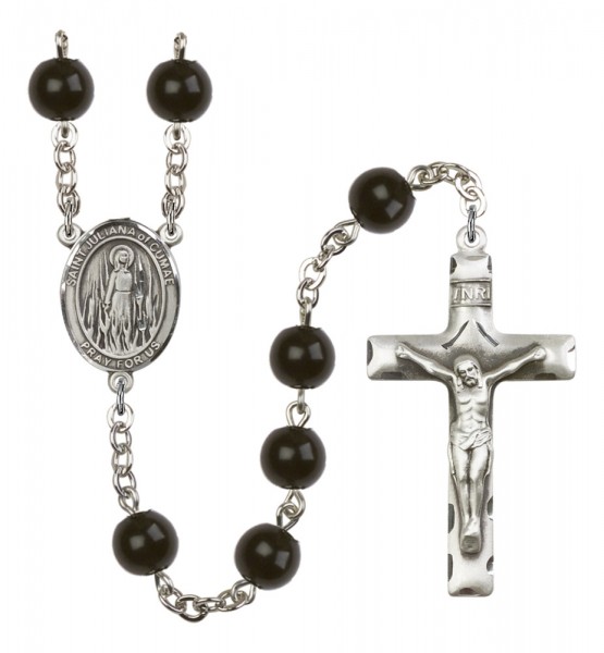 Men's St. Juliana of Cumae Silver Plated Rosary - Black