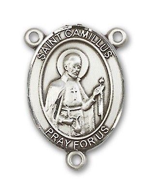St. Camillus of Lellis Rosary Centerpiece Sterling Silver or Pewter - Sterling Silver