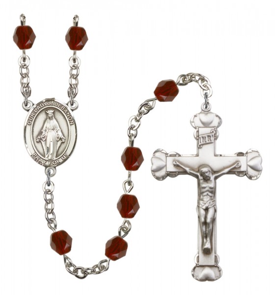 Women's Our Lady of Lebanon Birthstone Rosary - Garnet