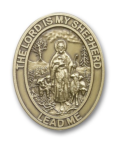 Lord Is My Shepherd Visor Clip - Antique Gold