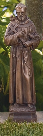 St. Francis with Cross and Birds 17 inches - Classic Iron Finish