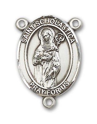St. Scholastica Rosary Centerpiece Sterling Silver or Pewter - Sterling Silver