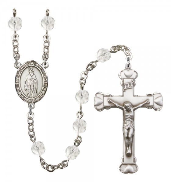 Women's St. Bartholomewith the Apostle Birthstone Rosary - Crystal