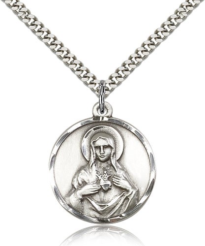 Men's Immaculate Heart of Mary Medal - Sterling Silver